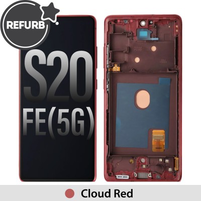 REFURB OLED Screen Replacement with Frame for Samsung Galaxy S20 FE G780 / G781-Cloud Red