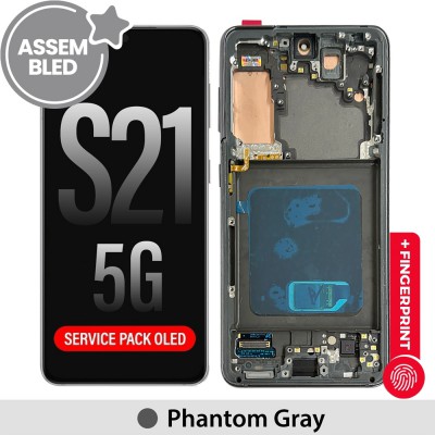 ASSEMBLED OLED Screen Replacement with Frame for For Samsung Galaxy S21 5G G991-Phantom Gray