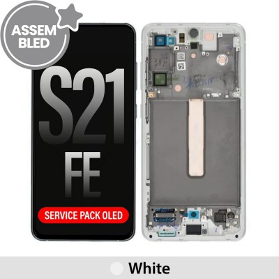 ASSEMBLED OLED Screen Replacement with Frame for Samsung Galaxy S21 FE 5G G990-White