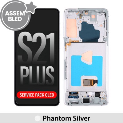 ASSEMBLED OLED Screen Replacement with Frame for Samsung Galaxy S21 Plus 5G G996-Phantom Silver