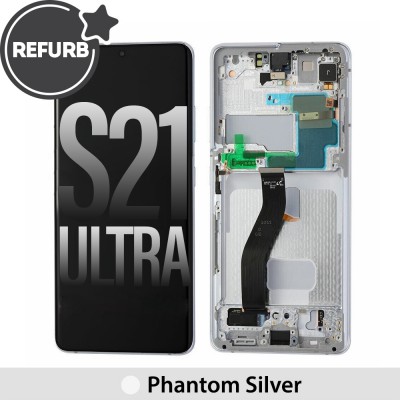 REFURB OLED Screen Replacement with Frame for Samsung Galaxy S21 Ultra 5G G998B-Phantom Silver