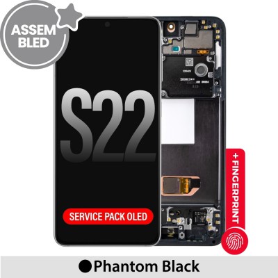 ASSEMBLED OLED Screen Replacement with Frame for Samsung Galaxy S22 5G S901B / S901E-Phantom Black
