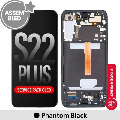 ASSEMBLED OLED Screen Replacement with Frame for Samsung Galaxy S22 Plus S906B-Phantom Black (SERVICE PACK SCREEN BUT REFURBISH FRAME ASSEMBLED BY CRAZY)
