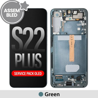 ASSEMBLED OLED Screen Replacement with Frame for Samsung Galaxy S22 Plus S906B-Green (SERVICE PACK SCREEN BUT REFURBISH FRAME ASSEMBLED BY CRAZY)