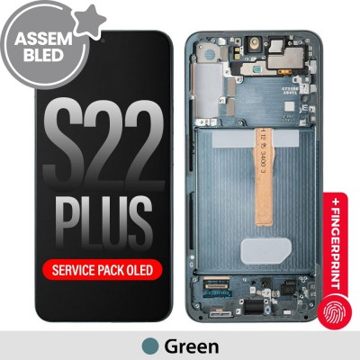 ASSEMBLED OLED Screen Replacement with Frame for Samsung Galaxy S22 Plus S906B-Green (SERVICE PACK SCREEN BUT REFURBISH FRAME ASSEMBLED BY CRAZY)