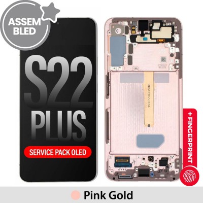 ASSEMBLED OLED Screen Replacement with Frame for Samsung Galaxy S22 Plus S906B-Pink Gold (SERVICE PACK SCREEN BUT REFURBISH FRAME ASSEMBLED BY CRAZY)