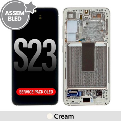 ASSEMBLED OLED Screen Replacement with Frame for Samsung Galaxy S23 5G S911B-Cream