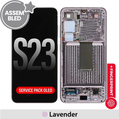 ASSEMBLED OLED Screen Replacement with Frame for Samsung Galaxy S23 5G S911B-Lavender (SERVICE PACK SCREEN BUT REFURBISH FRAME ASSEMBLED BY CRAZY)