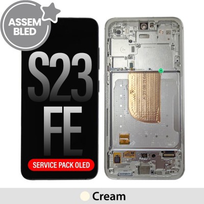 ASSEMBLED OLED Screen Replacement with Frame for Samsung Galaxy S23 FE S711B -Cream