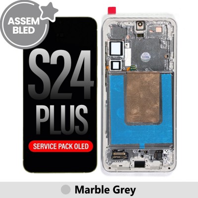 ASSEMBLED OLED Screen Replacement with Frame for Samsung Galaxy S24 Plus S926B -Marble Grey (SERVICE PACK SCREEN BUT REFURBISH FRAME ASSEMBLED BY CRAZY)