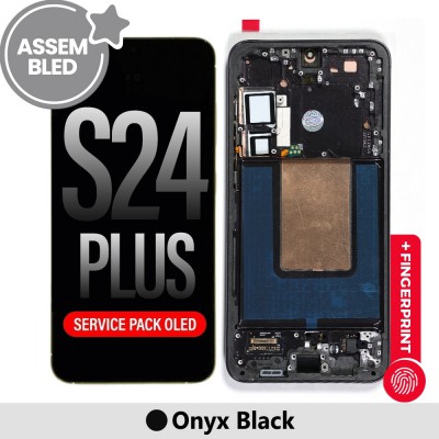 ASSEMBLED OLED Screen Replacement with Frame for Samsung Galaxy S24 Plus S926B -Onyx Black (SERVICE PACK SCREEN BUT REFURBISH FRAME ASSEMBLED BY CRAZY)