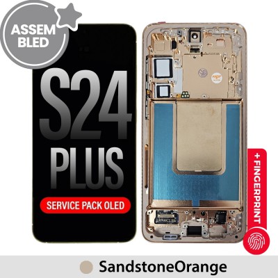  ASSEMBLED OLED Screen Replacement with Frame for Samsung Galaxy S24 Plus S926B-SandstoneOrange (SERVICE PACK SCREEN BUT REFURBISH FRAME ASSEMBLED BY CRAZY)
