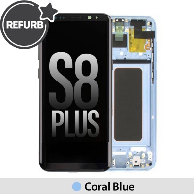 REFURB OLED Screen Replacement with Frame for Samsung Galaxy S8 Plus G955F (Refurbished)-Coral Blue