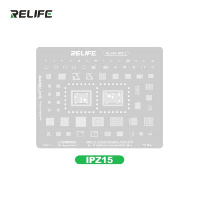 RELIFE RL-044 0.12MM IPZ15 A18/A18 Pro CPU Rework Repair BGA Reballing Stencil for iPhone 16 / 16 Pro