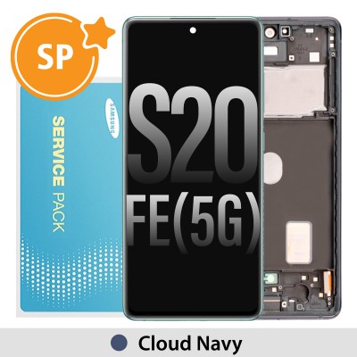 Samsung Galaxy S20 FE G780 / G781 OLED Screen Replacement with Frame Digitizer GH82-24220A/GH82-24214A/GH82-24219A/GH82-31328A (Service Pack)-Cloud Navy