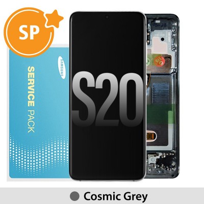 Samsung Galaxy S20 G980 OLED Screen Replacement with Frame Digitizer GH82-22131A/GH82-22123A/GH82-31432A (Service Pack)-Cosmic Grey
