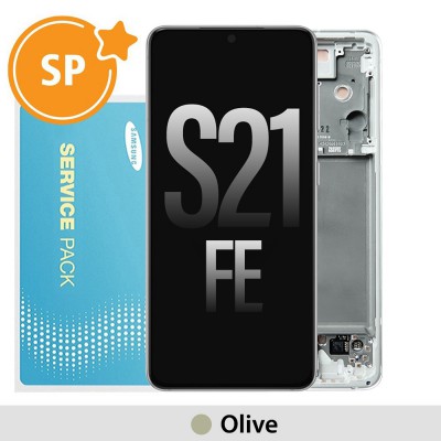Samsung Galaxy S21 FE 5G G990B OLED Screen Replacement with Frame Digitizer GH82-26414C/26420C/26590C (Service Pack)-Olive