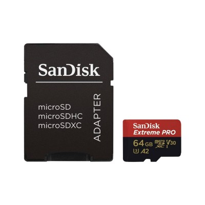 SanDisk Extreme Pro microSDXC 64GB 200MB/s With Adapter (SDSQXCU-064G)