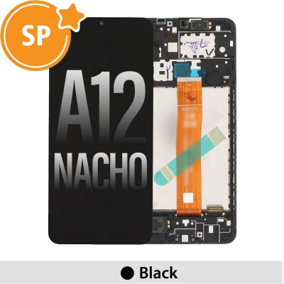Samsung Galaxy A12 Nacho A127F LCD Screen Replacement Digitizer with Frame GH82-26485A (Service Pack)-Black