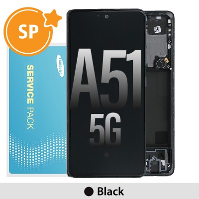 Samsung Galaxy A51 5G A516B OLED Screen Replacement with Frame Digitizer GH82-23100A (Service Pack)-Black