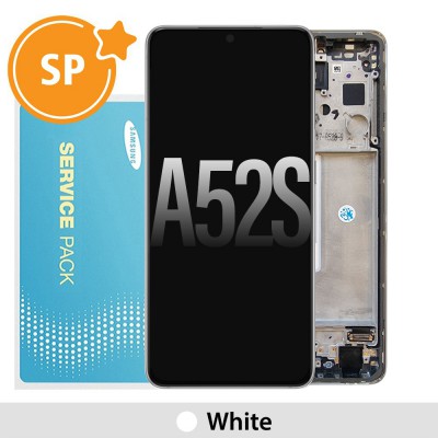 Samsung Galaxy A52s 5G A528B OLED Screen Replacement with Frame Digitizer GH82- 26863D (Service Pack)-White