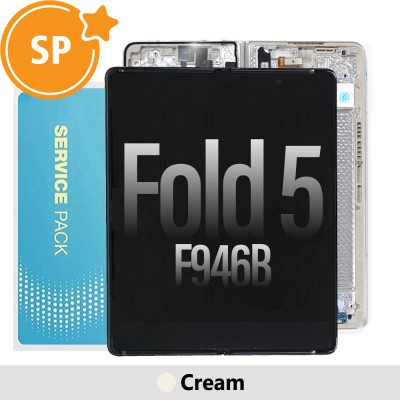 Samsung Galaxy Z Fold5 F946B Screen with Frame Digitizer GH82-34738B (Service Pack)-Cream (Blackout issue fix: https://youtu.be/CEnwc6FKJLk)