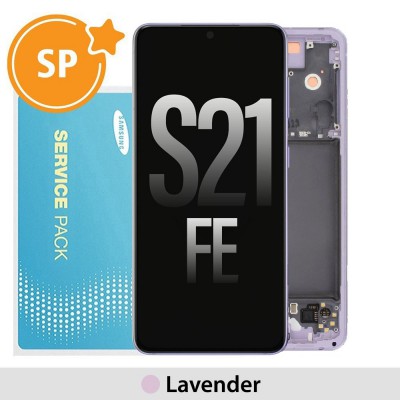 Samsung Galaxy S21 FE 5G G990B OLED Screen Replacement with Frame Digitizer GH82-26414D/26420D/26590D (Service Pack)-Lavender