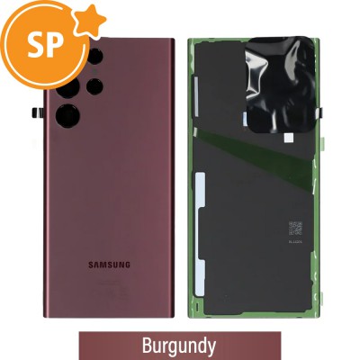 Rear Cover Glass For Samsung Galaxy S22 Ultra S908B GH82-27457B (Service Pack)-Burgundy