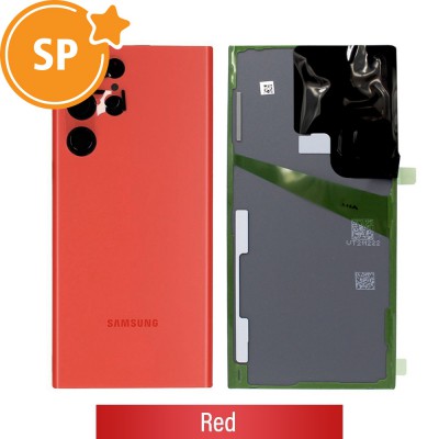 Rear Cover Glass For Samsung Galaxy S22 Ultra S908B GH82-27457H (Service Pack)-Red