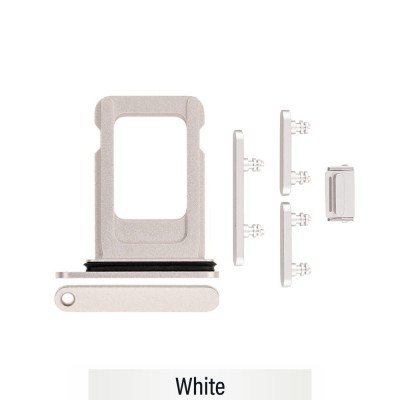 Single SIM Card Tray and Side Button for iPhone 12-White