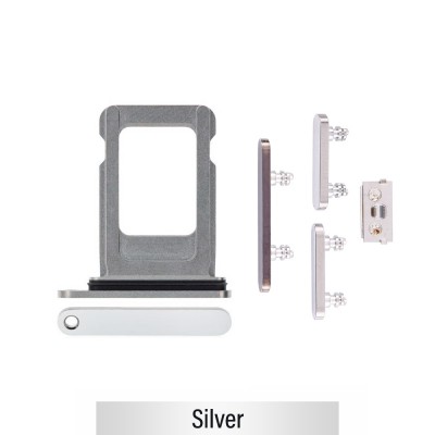 Single SIM Card Tray and Side Button for iPhone 12 Pro / 12 Pro Max-Silver