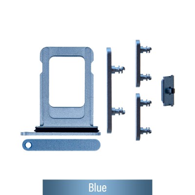 Single SIM Card Tray and Side Button for iPhone 14 / 14 Plus-Blue