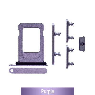 Single SIM Card Tray and Side Button for iPhone 14 / 14 Plus-Purple