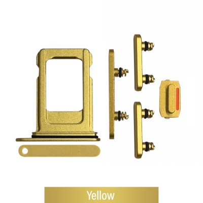 Single SIM Card Tray and Side Button for iPhone 14 / 14 Plus-Yellow