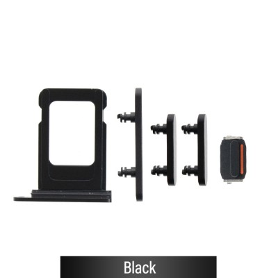 Single SIM Card Tray and Side Button for iPhone 15 / 15 Plus-Black