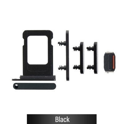Single SIM Card Tray and Side Button for iPhone 15 / 15 Plus-Black