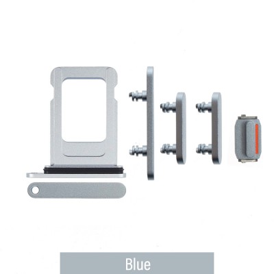 Single SIM Card Tray and Side Button for iPhone 15 / 15 Plus-Blue