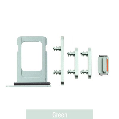 Single SIM Card Tray and Side Button for iPhone 15 / 15 Plus-Green