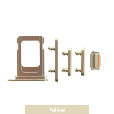 Single SIM Card Tray and Side Button for iPhone 15 / 15 Plus-Yellow