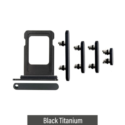Single SIM Card Tray and Side Button for iPhone 15 Pro / 15 Pro Max-Black Titanium