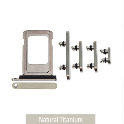 Single SIM Card Tray and Side Button for iPhone 15 Pro / 15 Pro Max-Natural Titanium