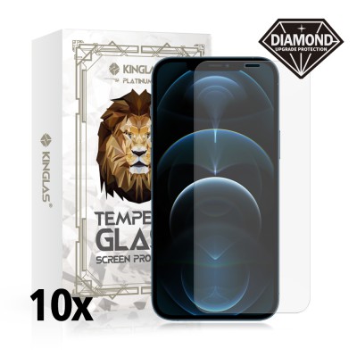 Kinglas 10 Packs Tempered Glass Screen Protector For iPhone 12 / 12 Pro (Diamond Glass & Japan Glue Upgrade)