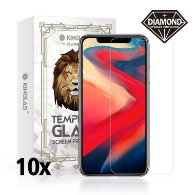 Kinglas 10 Packs Tempered Glass Screen Protector For iPhone X / XS / 11 Pro (Diamond Glass & Japan Glue Upgrade)