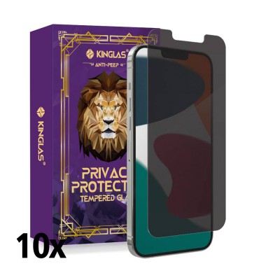 Kinglas 10 Packs Privacy Tempered Glass Screen Protector For iPhone 13 / 13 Pro / 14 / 16E