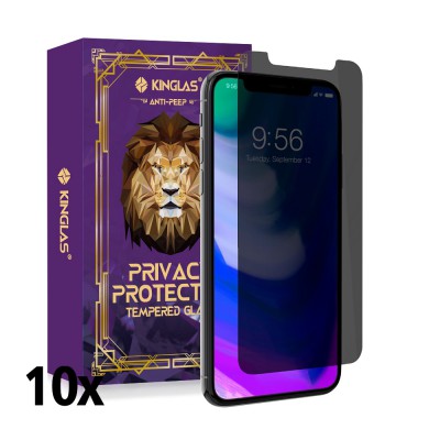 Kinglas 10 Packs Privacy Tempered Glass Screen Protector For iPhone X / XS / 11 Pro