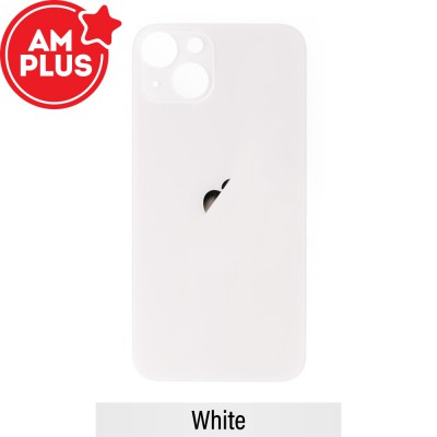 AMPLUS Rear Glass With 3M Adhesive Replacement for iPhone 13 (Camera Frame Aseembly by Factory)-White