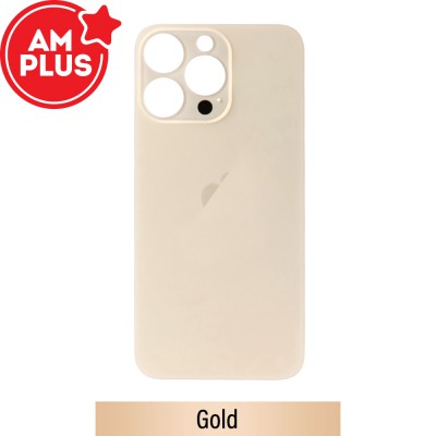 AMPLUS Rear Glass With 3M Adhesive Replacement for iPhone 13 Pro (Camera Frame Aseembly by Factory)-Gold