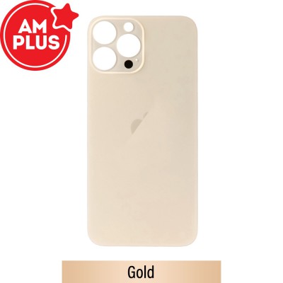 AMPLUS  Rear Glass With 3M Adhesive Replacement for iPhone 13 Pro Max (Camera Frame Aseembly by Factory)-Gold