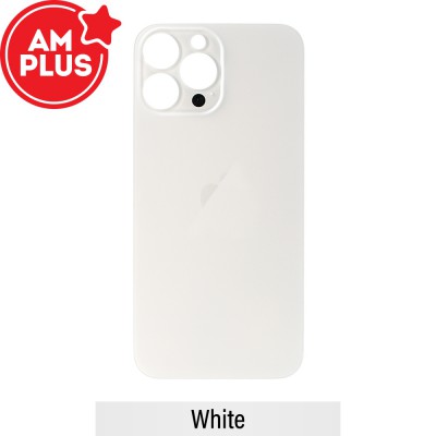 AMPLUS Rear Glass With 3M Adhesive Replacement for iPhone 13 Pro Max (Camera Frame Aseembly by Factory)-White