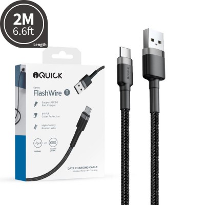 iQuick Braided USB-C to USB-A Fast Charging Cable 2M Compatible for iPhone 15 16 Series